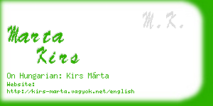 marta kirs business card